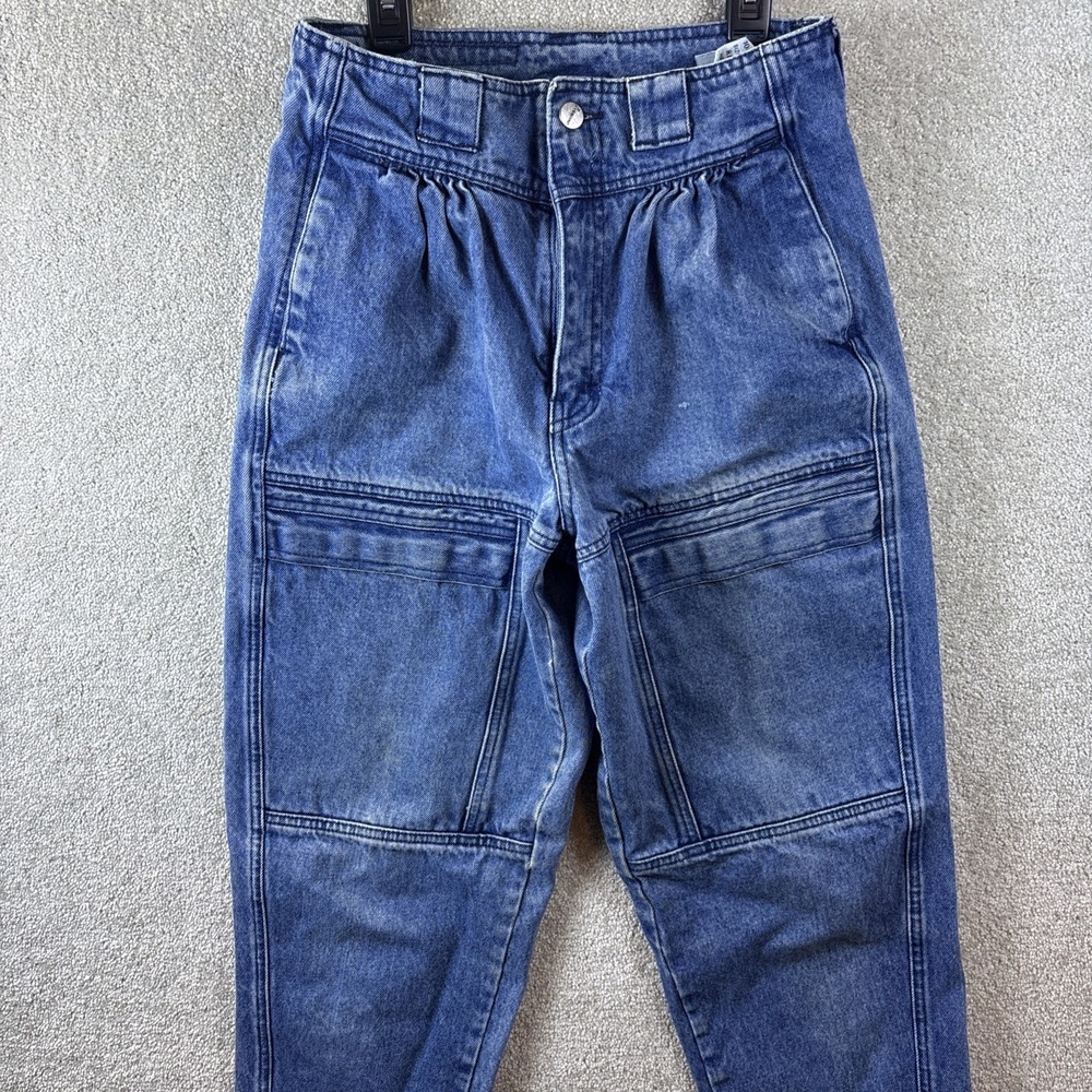 Unionbay Cargo Jeans Womens 11 Blue Vintage High Rise Pleated Acid Wash Denim